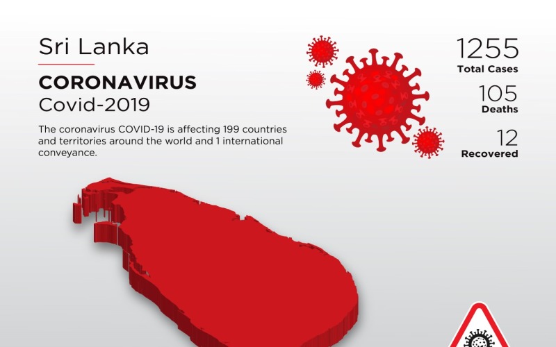 Sri Lanka Affected Country 3D Map of Coronavirus Corporate Identity Template