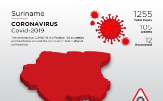 Suriname Affected Country 3D Map of Coronavirus Corporate Identity Template
