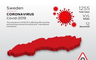 Sweden Affected Country 3D Map of Coronavirus Corporate Identity Template