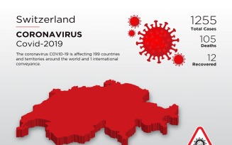 Switzerland Affected Country 3D Map of Coronavirus Corporate Identity Template
