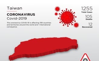 Taiwan Affected Country 3D Map of Coronavirus Corporate Identity Template