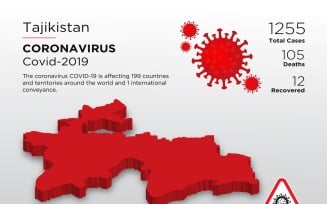 Tajikistan Affected Country 3D Map of Coronavirus Corporate Identity Template