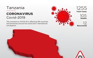 Tanzania Affected Country 3D Map of Coronavirus Corporate Identity Template