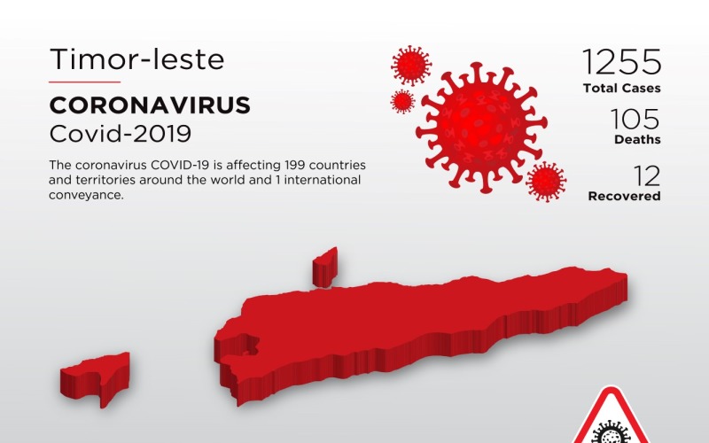 Timor-Leste Affected Country 3D Map of Coronavirus Corporate Identity Template