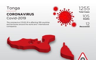 Tonga Affected Country 3D Map of Coronavirus Corporate Identity Template