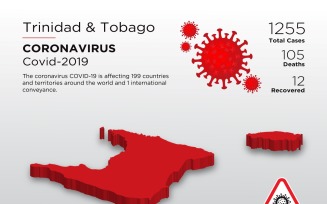 Trinidad and Tobago Affected Country 3D Map of Coronavirus Corporate Identity Template