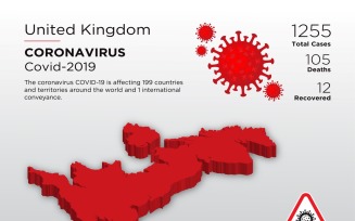 United Kingdom Affected Country 3D Map of Coronavirus Corporate Identity Template