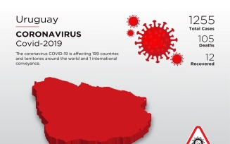 Uruguay Affected Country 3D Map of Coronavirus Corporate Identity Template