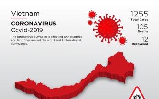 Vietnam Affected Country 3D Map of Coronavirus Corporate Identity Template