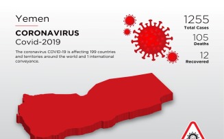 Yemen Affected Country 3D Map of Coronavirus Corporate Identity Template