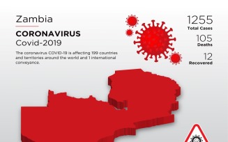 Zambia Affected Country 3D Map of Coronavirus Corporate Identity Template