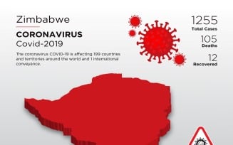 Zimbabwe Affected Country 3D Map of Coronavirus Corporate Identity Template