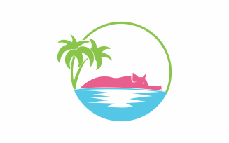 Beach Pig summer Logo Template