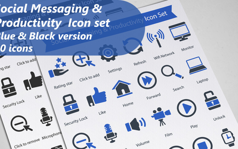Social Messaging And Productivity Iconset template Icon Set