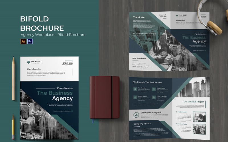 Agency Workplace Bifold Brochure Corporate Identity
