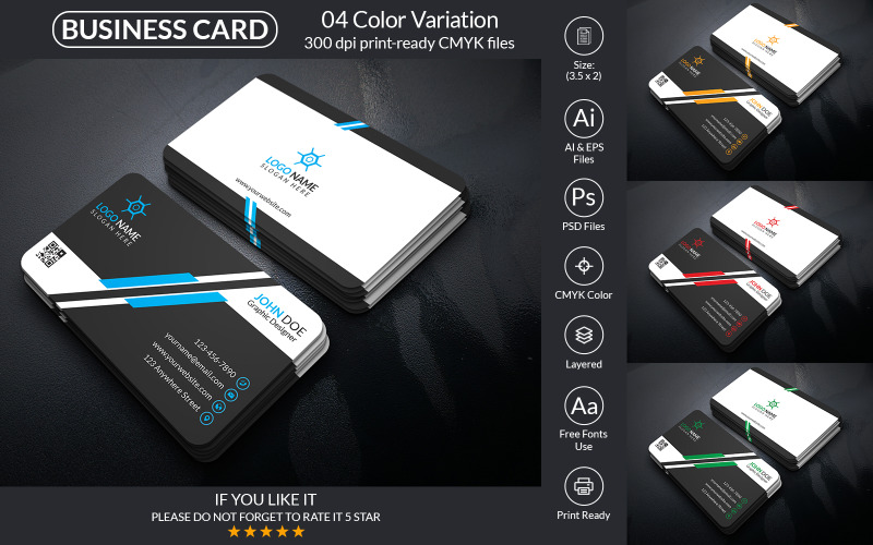 Business Card Template Design With Vector Format Corporate Identity