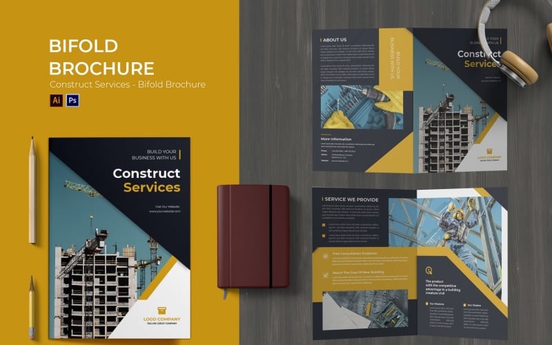 Construct Services Bifold Brochure Corporate Identity