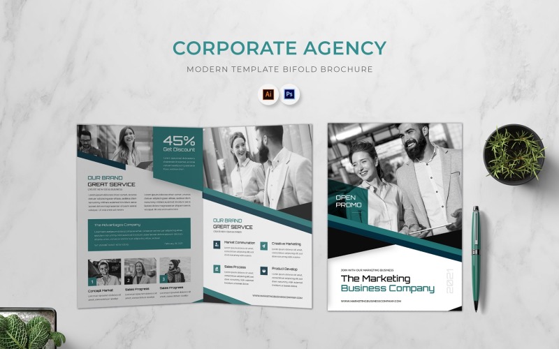 Corporate Agency Bifold Brochure Corporate Identity