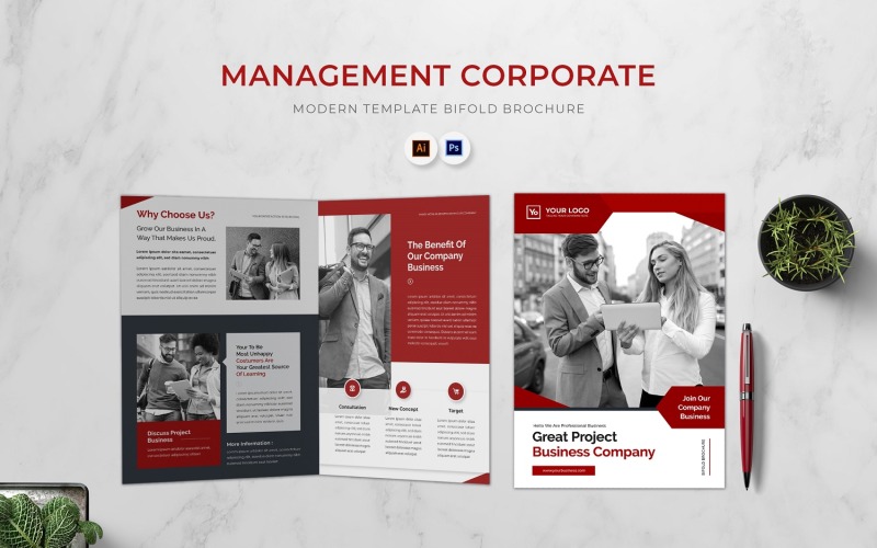 Management Corporate Bifold Brochure Corporate Identity