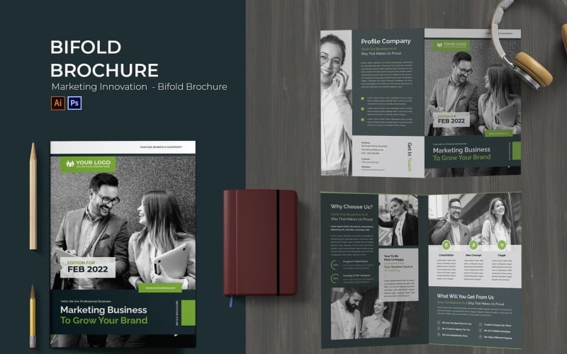 Marketing Innovation Bifold Brochure Corporate Identity