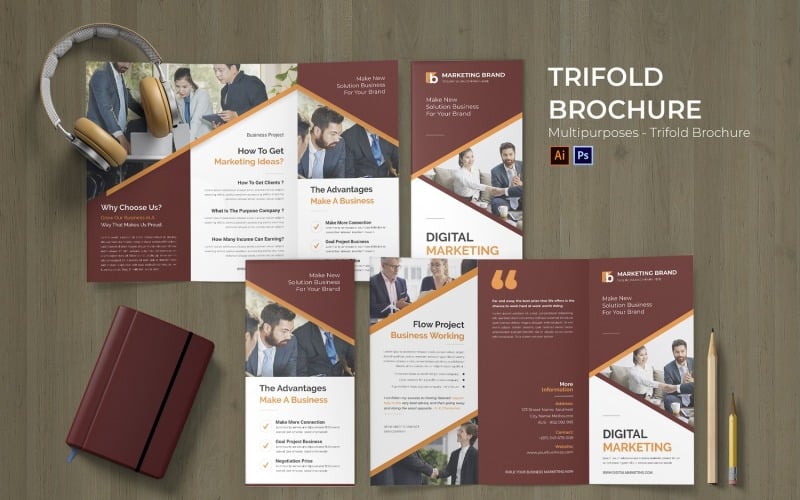 Media Marketing Flyer Trifold Brochure Corporate Identity