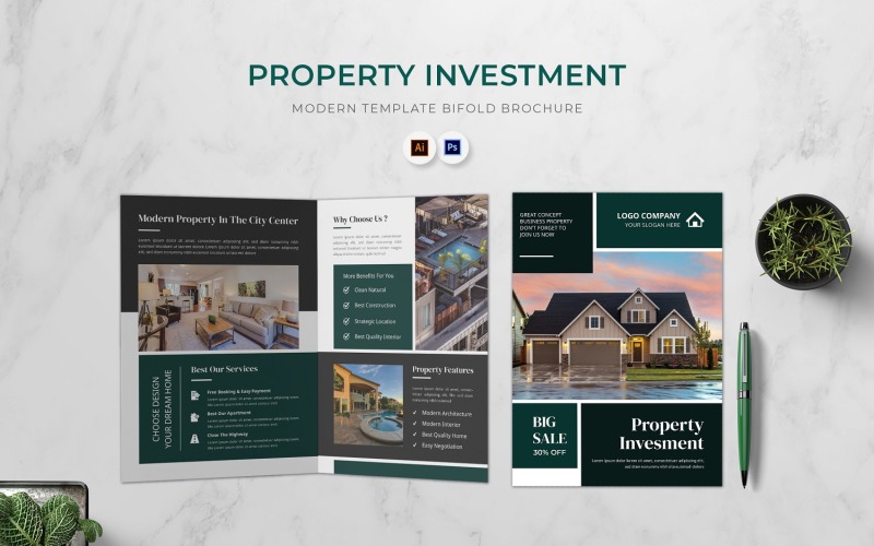 Property Investment Bifold Brochure Corporate Identity