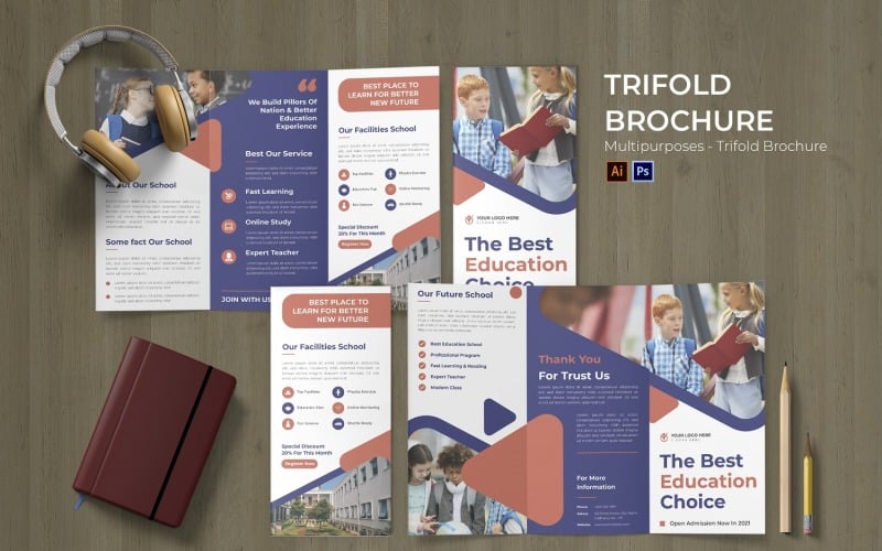 School Admission Flyer Trifold Brochure Corporate Identity