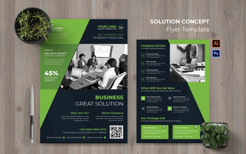 Solution Concept Green Flyer Corporate Identity