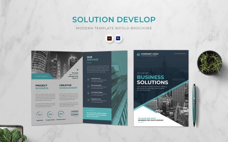 Solution Develop Bifold Brochure Corporate Identity