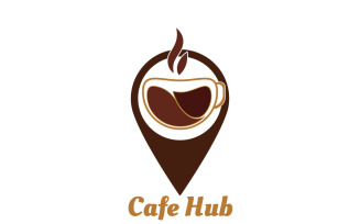 Cafe Hub And Coffee Logo Template