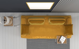 Top View Living Room Golden Sofa Product Mockup