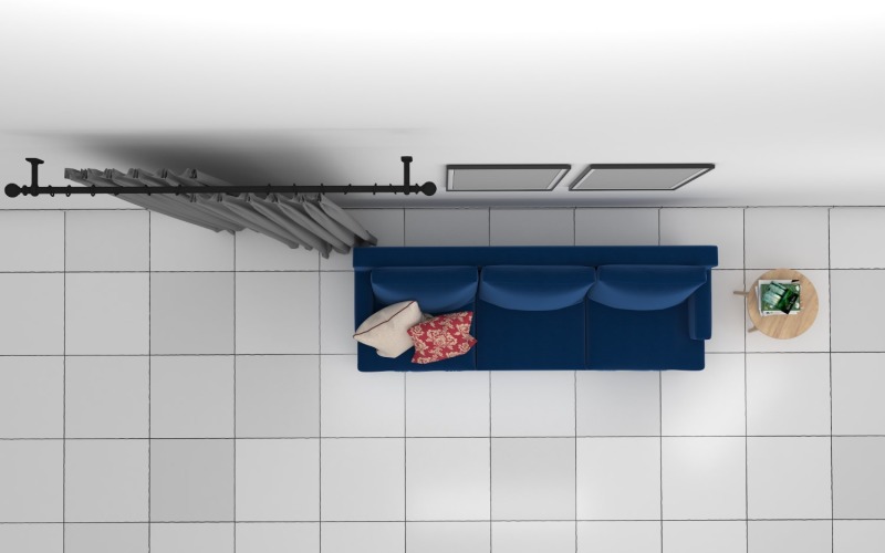 Top View Living Room Interior Product Mockup