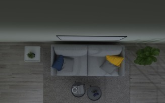 Top View Living Room Light Grey Sofa Product Mockup