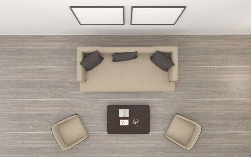 Top View Living Room Sand Sofa Product Mockup