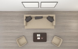 Top View Living Room Sand Sofa Product Mockup