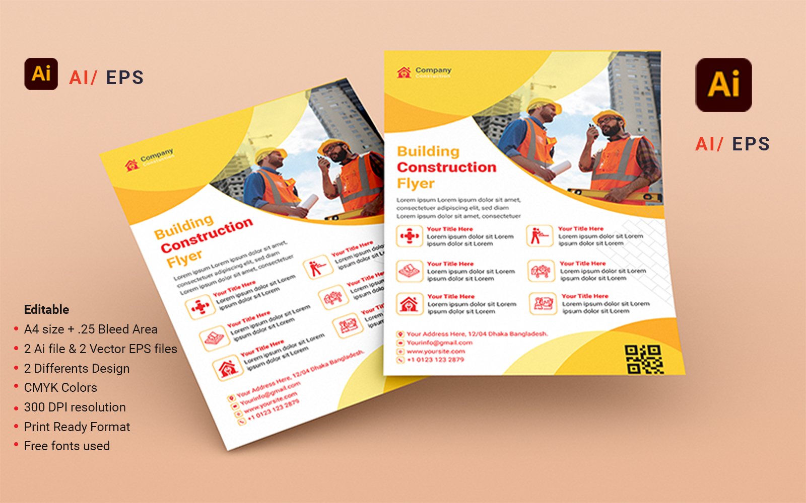 Template #180683 Flyerflyerflyer Designarchitecturebuilderbusinesscompanyconstructionconstructorcontractorcorporateflathouseindustryminimalistminimalisticplumberreal Webdesign Template - Logo template Preview