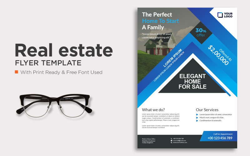 House Selling Flyer Template with Vector Corporate Identity