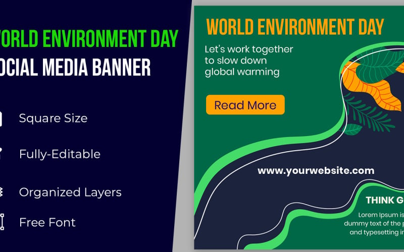 Natural Banner World Environment Day Social Media Celebration Corporate Identity