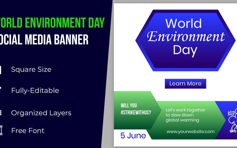 World Environment Day Social Media Awareness Banner Corporate Identity