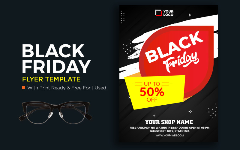 black Friday Flyer Template Design with Photo Corporate Identity