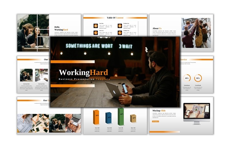 WorkingHard - Creative Business Powerpoint Template PowerPoint Template