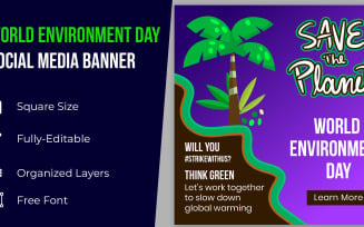 Abstract Happy World Environment Day Social Media Banner