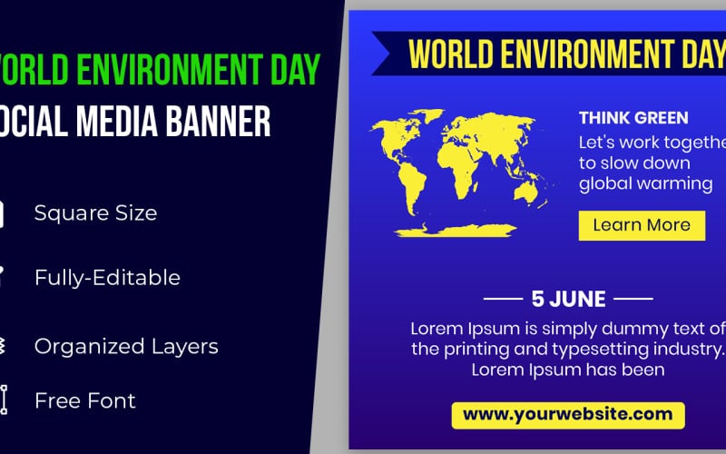 Environment Day Social Media Design With World Map Corporate identity template Corporate Identity