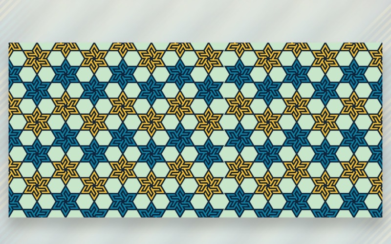 Ornament Pattern Blue & Yellow Background