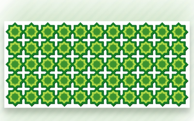Ornament Pattern Green & Whit Background