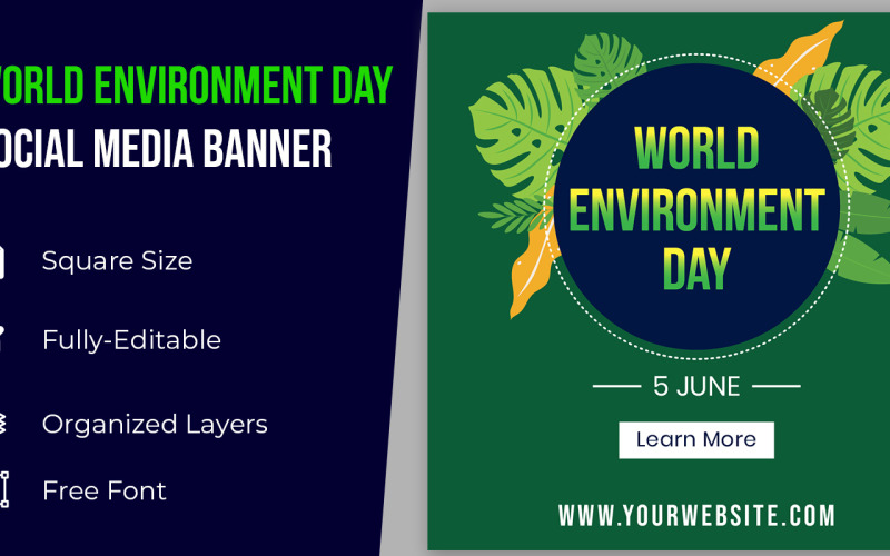World Environment Day Natural Design With Leaf Corporate identity template Corporate Identity
