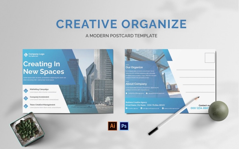 Creative Organize Postcard Corporate Identity