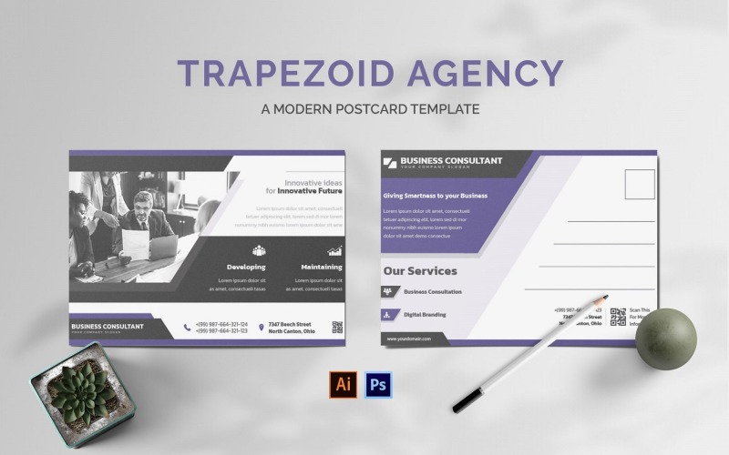 Trapezoid Agency Postcard Corporate Identity