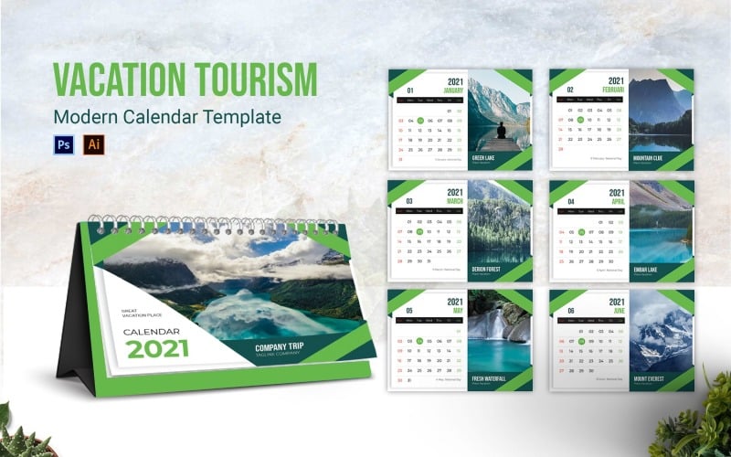 Vacation Tourism Desk Calendar Planner