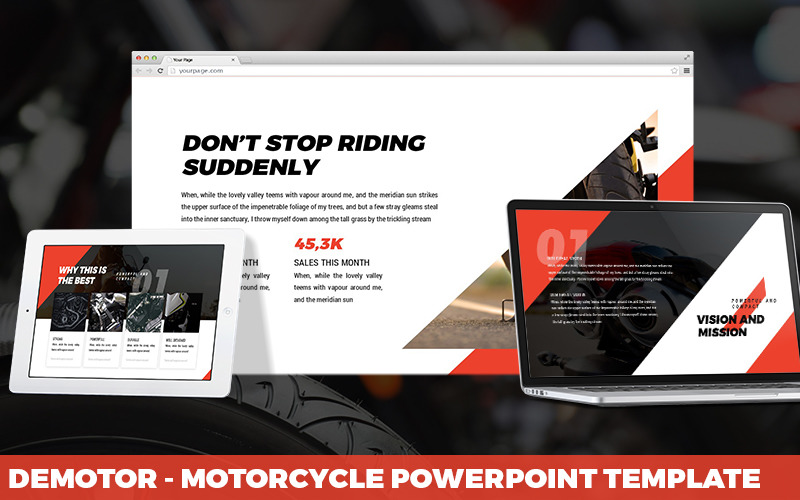 Demotor - Motorcycle Powerpoint Template PowerPoint Template